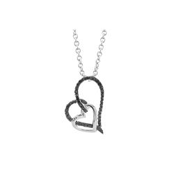 WG BLACK DIAMOND HEART PENDANT (#7764D-BLK)