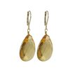 Image 1 : Citrine Semi Precious Stone On Gold Tone Sterling Silver Lever Back Earrings -1.87