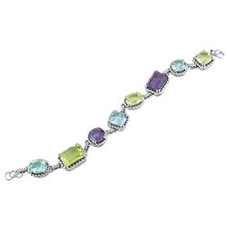 SILVER MULTI COLOR STONE BRACELET - Size 7.5 (#3915MUL)