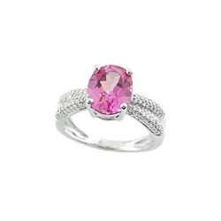 SS CREATED-PINK SAPPHIRE / DIAMOND RING - Size 7 (#9534CR-PS)