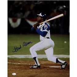 Hank Aaron Signed Atlanta Braves Close Up Action 16X20 Photo ( JSA)