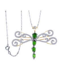 TT SS/YGPLT CHDI / WHITE TOPAZ DRAGONFLY PENDANT (#8394MUL)