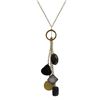 Image 1 : Labradorite (Grey) And Black Combination Semi Precious Stones Lariat Style On Gold Plated Sterling S