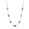 Image 1 : Cherry And Aqua Combination Of Semi Precious Stones On Gold Plated Sterling Silver Chain Necklace, 1
