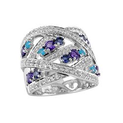 SS AMETHYST / IOLITE / APETITE / WHITE TOPAZ RING - Size 7 (#10217MUL)