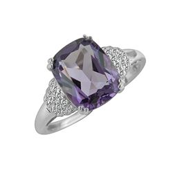 SS AMETHYST / DIAMOND RING - Size 7 (#10162A)