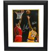 Image 1 : Scottie Pippen Signed Chicago Bulls 16X20 Photo Custom Framed Dual Signed With Magic Johnson- PSA Ho