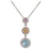 Image 1 : Multi Color Czs, Sterling Silver Pendant Necklace