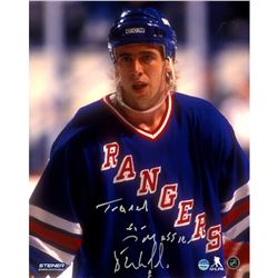 Bernie Nicholls Signed NY Rangers 8X10 Photo W/ "Traded For Messier" Insc