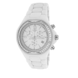 Roberto Bianci All White Ceramic Unisex Watch With Zirconia Studded Bezel -B267WHT