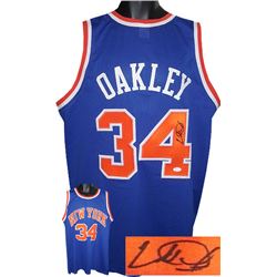 Charles Oakley Signed New York Knicks Blue TB Prostyle Jersey XL- JSA Hologram