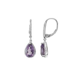 SS AMETHYST / DIAMOND LEVERBK EARRINGS (#7840A)