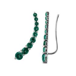 SS CREATED-EMERALD WIREHOOK EARRINGS (#7896CR-E)