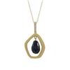Image 1 : Lapis Semi Precious Teardrop Stone In Gold Plated Matte Sterling Silver Open Pentagon Shape CZ Penda