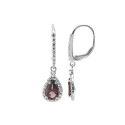 SS RHODOLITE / WHITE TOPAZ LEVERBK EARRINGS (#7358RHWT)