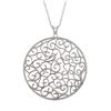 Image 1 : Rhodium Plated Sterling Silver, 51Mm Round Filigree Circle Pendant With CZ Border, 2.36&Quot;