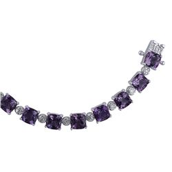 SS AMETHYST / DIAMOND BRACELET - Size 7.5 (#4298A)