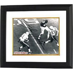 Johnny Rodgers Signed Nebraska Cornhuskers 8X10 Photo Custom Framed (Black Signature-Heisman)