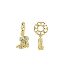 GOLD WHEEL / DIA COWBOY BOOTS DANGLE (#272D)