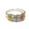 Image 1 : Tri Color Shiny Sterling Silver Flower Ring, Size 4