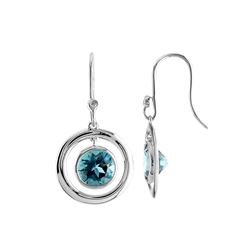 SS LONDON BLUE TOPAZ / DIAMOND FISHHOOK EARRINGS (#7356LDN)