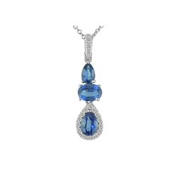 SS KYANITE / WHITE TOPAZ PENDANT (#8105MUL)