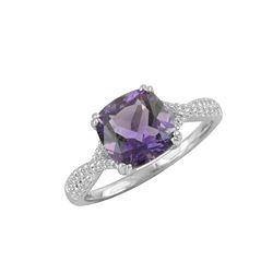 SS AMETHYST / DIAMOND RING - Size 7 (#10171A)