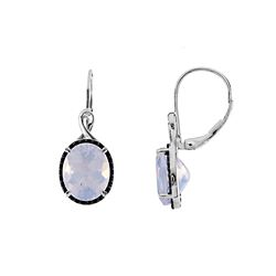 SS RAINBOW QUARTZ / BLACK SPINEL LEVERBK EARRINGS (#7780MUL)