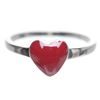 Image 1 : Red Enamel Heart Sterling Silver Ring Size 2