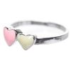 Image 2 : Pink And White Enamel Hearts Sterling Silver Ring Size 2