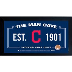 Cleveland Indians Man Cave Framed 10X20 Sign W/ Authentic Game-Used Dirt Capsule (MLB Auth)