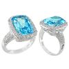 Image 1 : SILVER SKY BLUE TOPAZ / WHITE TOPAZ / DIAMOND RING - Size 7 (#8509MUL1)