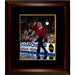 Bobby Knight Signed Indiana Hoosiers 8X10 Color Photo Custom Framed Red Sweater Yell (Silver Signatu