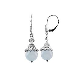 1/4CT DIAMOND/ BLUE CHALCEDONY SILVER EARRINGS (#5662CH-BL)