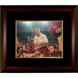 Barry Switzer Signed Oklahoma Sooners 8X10 Color Photo Custom Framed (1985 National Champs-Carried O