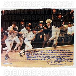 Cecil Fielder Signed Celebrating WS Win 22X26 Story Canvas