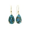 Image 1 : SILVER COPPER TURQUOISE / DIMOAND FISHHOOK EARRINGS (#6504TQ)