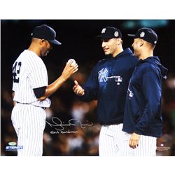 Mariano Rivera Mound Close Up Hand Ball To Pettitte & Jeter At Yankee Stadium Signed 8X10 Photo W/“E