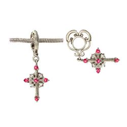 WHITE GOLD WHEEL W/ RUBY CROSS DANGLE (#27R)