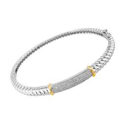 STERLING SILVER GOLDPLATED DIAMOND TWISTED ROPE BANGLE (#4180D)