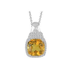 SS CITRINE / DIAMOND PENDANT (#10189C)