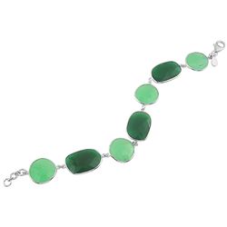 SS GREEN ONYX / CHRYSOPRASE BRACELET (#4150MUL)