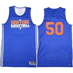 Dan Gadzuric Jersey - NY Knicks 2011-2012 Season Game Worn #50 Blue And White Reversible Practice Je