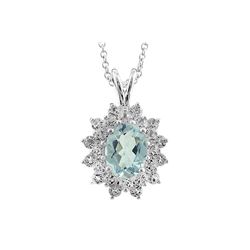 SS AQUAMARINE / WHITE TOPAZ PENDANT (#9262AQWT)