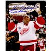 Image 1 : Dominik Hasek Signed Detroit Red Wings Stanley Cup Trophy 8X10 Photo W/2X SC Champs