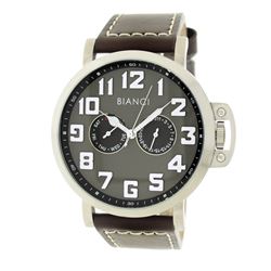 Roberto Bianci Men's Sports  Day And Date Watch With Grey Face And Leather Band-5443M