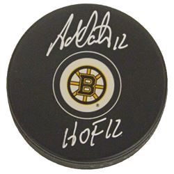 Adam Oates Signed Boston Bruins Logo Hockey Puck W/HOF 12