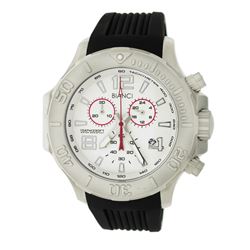 Roberto Bianci Men's Sports All Steel Chronograph Watch With White Face And Rubber Band-5505B