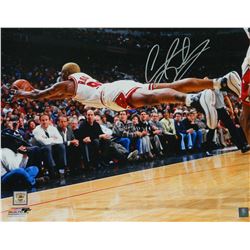 Dennis Rodman Signed Chicago Bulls Diving For Basketball 16X20 Photo