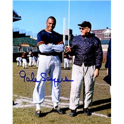 Gale Sayers Signed Chicago Bears Standing With George Halas 8X10 Photo